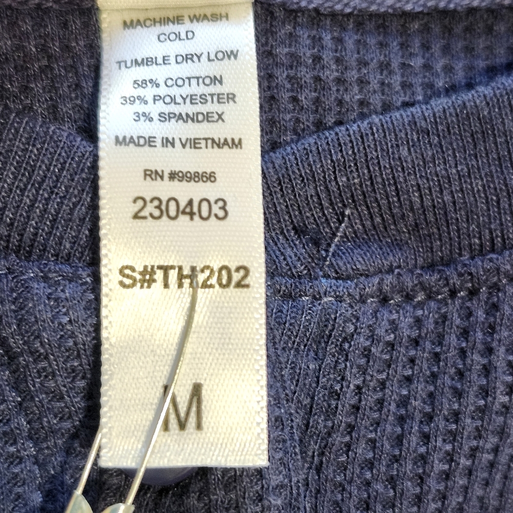 Rosio Deep Blue Long Sleeve Henley Top - Picture 7 of 9